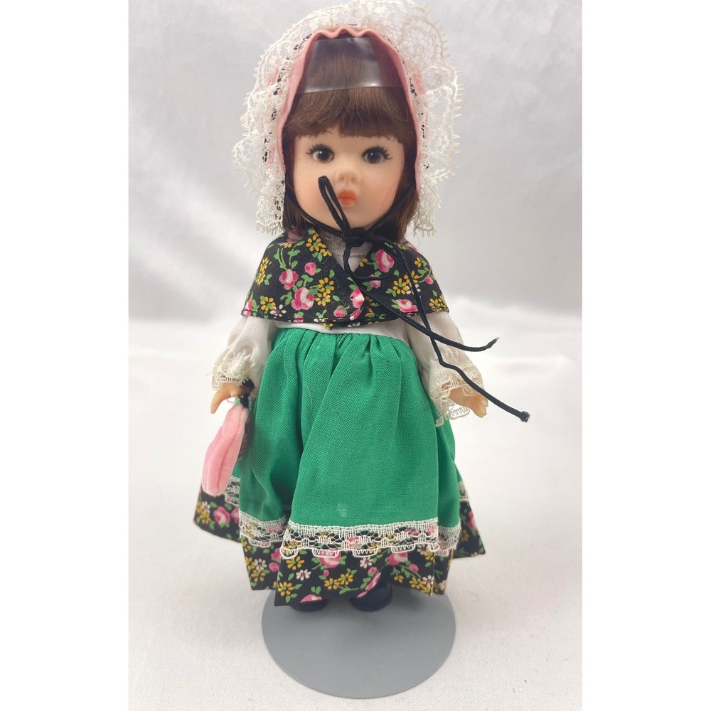 Vintage Vogue Ginny English Doll Traditional Dress Bonnet Pink Purse Collectible